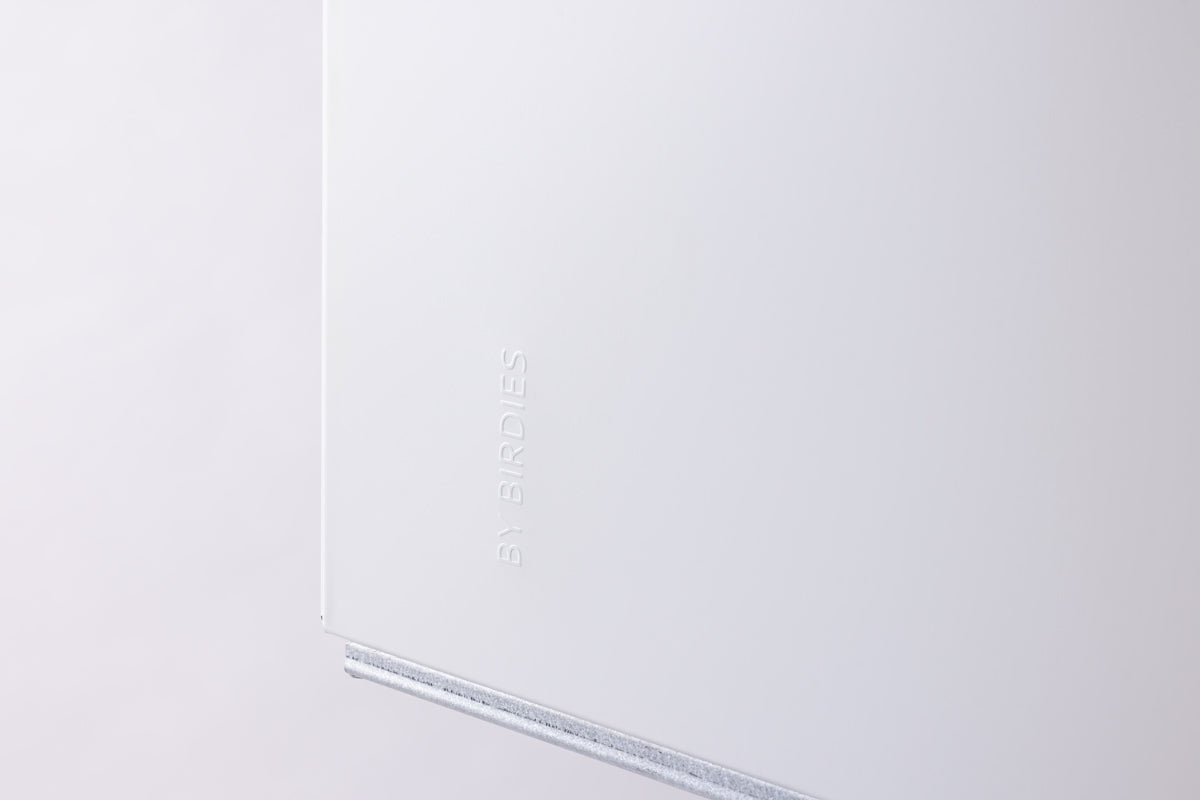 embossed logo on white planter box